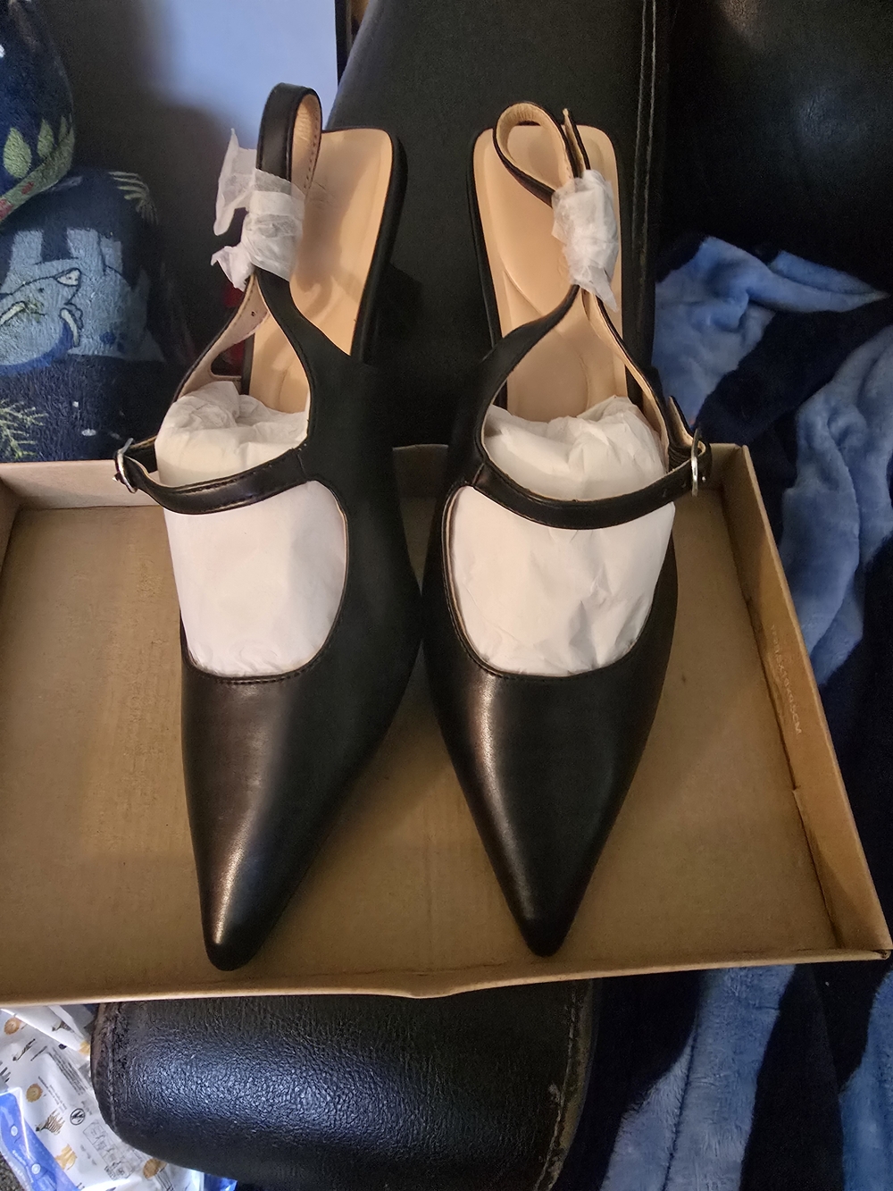 Arromic Kitten Heels Women's Black Pointed Slingback Pumps